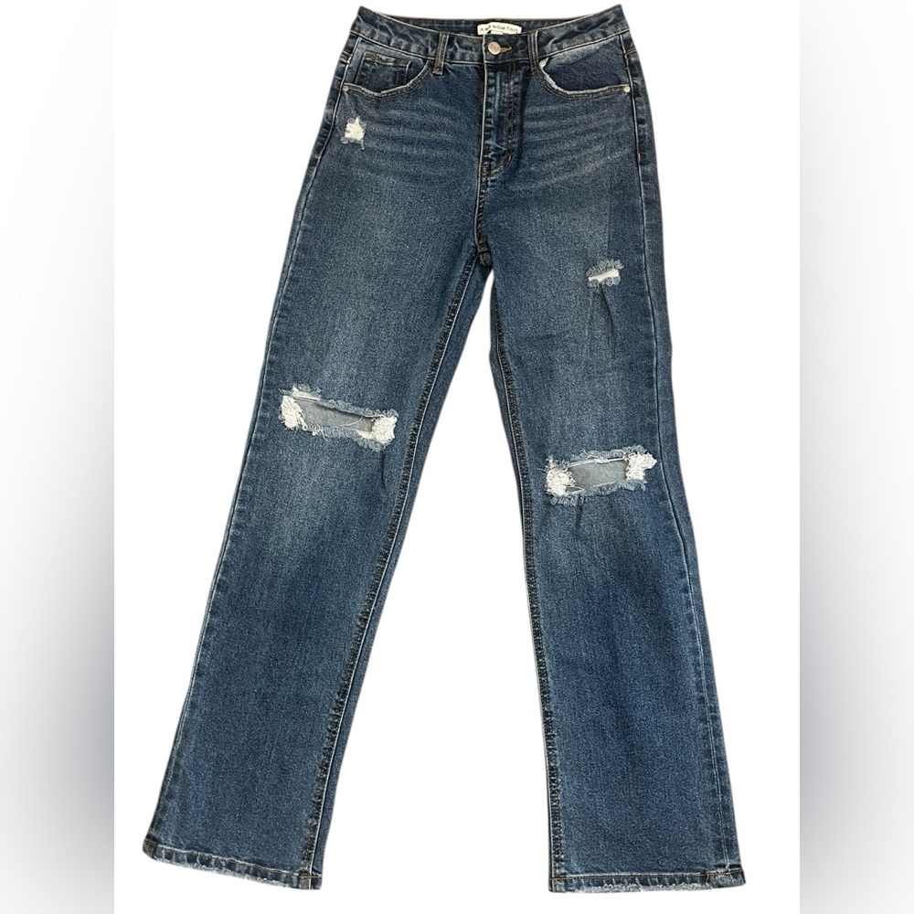 High Rise Distressed Blue Jeans - Picture 3 of 7